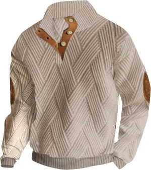 Men's Cashmere Long Sleeve Sweatshirt Warm Cuff Patch Long Sleeve Sweatshirt Top Men's Western Aztec Ethnic Print