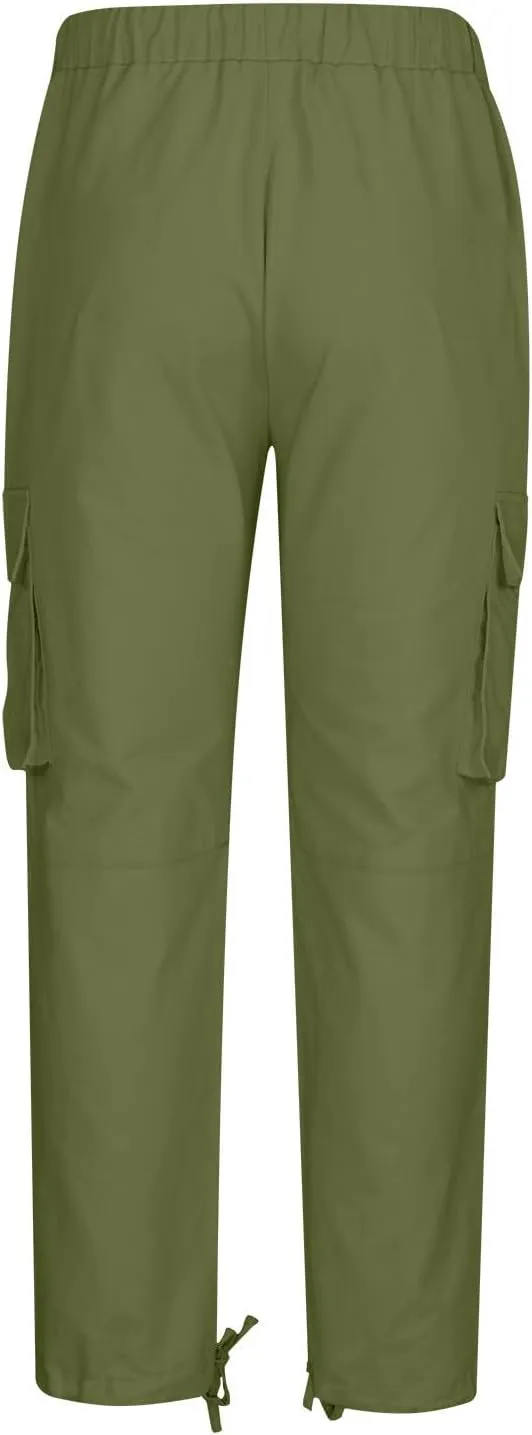 Men's Casual Cargo Pants Joggers Elastic Waist Stretch Drawstring Relaxed Fit Hiking Trousers Sweatpants with Multi Pockets