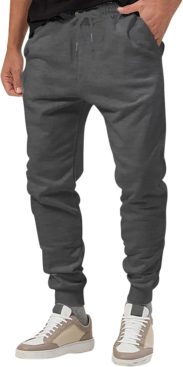 Men's Casual Cargo Pants Workout Joggers Stretch Sweatpants Hiking Drawstring Workout Athletic Pants with Pockets