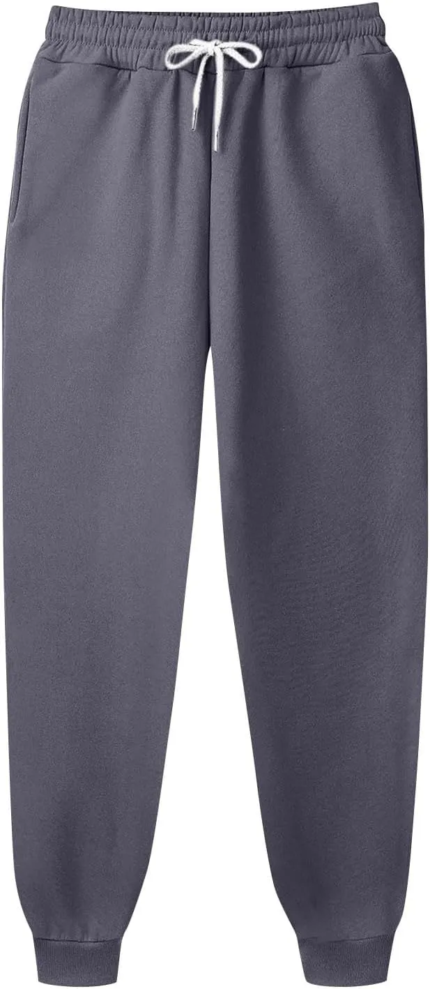 Mens Casual Drawstring Pants Joggers Sweatpants Active Athletic Workout Heavyweight Fleece Cargo Sweatpants Trousers