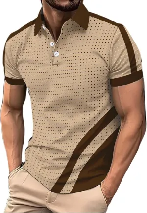 Men's Casual Polo Shirt Athletic Gym Bodybuilding Performance Workout Tee Tops Quick Dry Fitness Sport Running Shirts