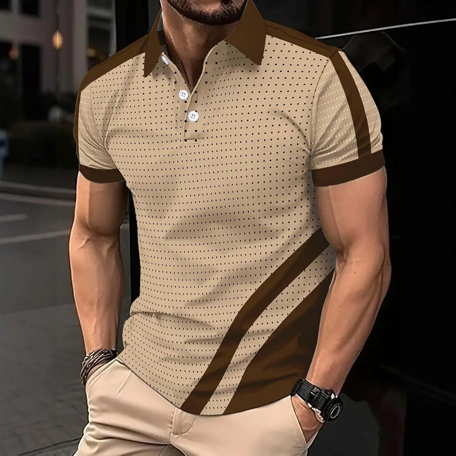 Men's Casual Polo Shirt Athletic Gym Bodybuilding Performance Workout Tee Tops Quick Dry Fitness Sport Running Shirts