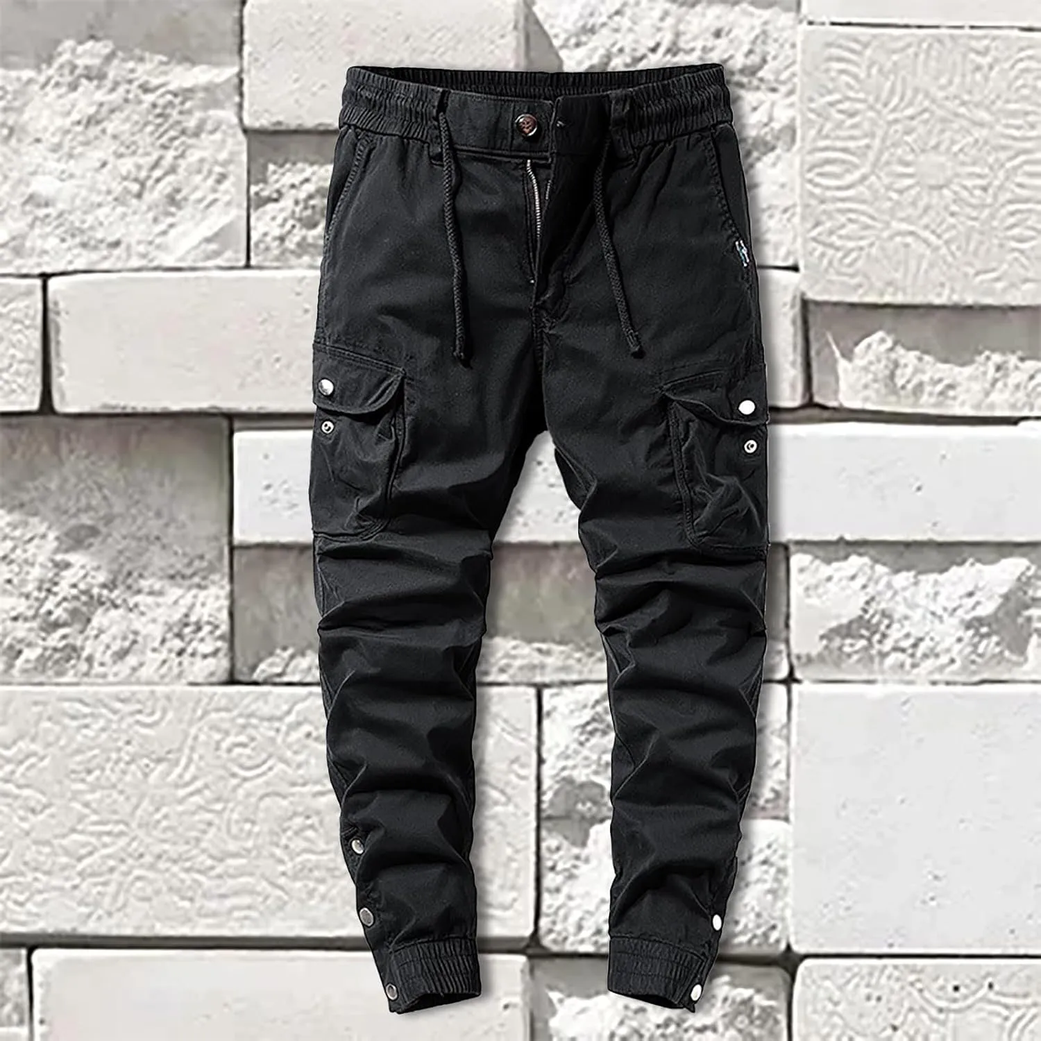 Men's Chino Pants Cargo Workout Lounge Jogger Work Tapered Streetwear Trousers Flap Pockets Baggy Pants