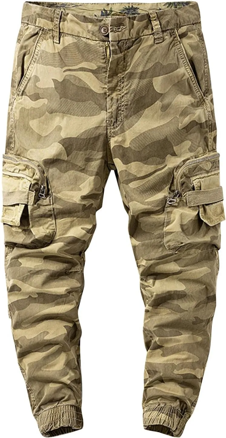 Men's Chino Pants Cargo Workout Lounge Jogger Work Tapered Streetwear Trousers Flap Pockets Baggy Pants