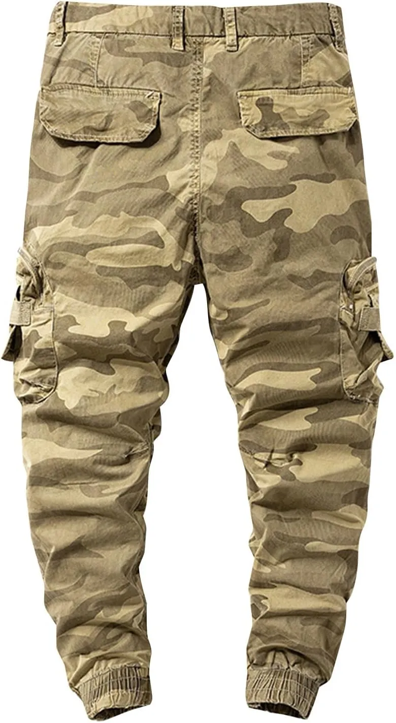 Men's Chino Pants Cargo Workout Lounge Jogger Work Tapered Streetwear Trousers Flap Pockets Baggy Pants