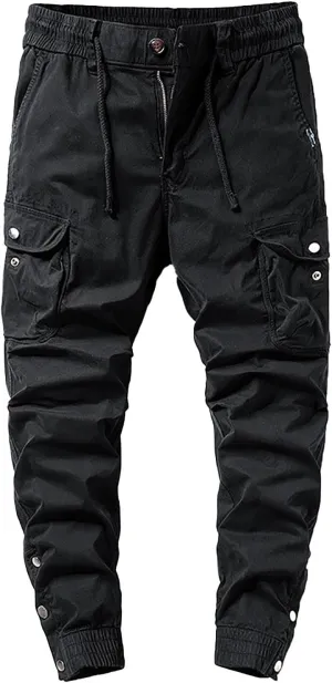 Men's Chino Pants Cargo Workout Lounge Jogger Work Tapered Streetwear Trousers Flap Pockets Baggy Pants