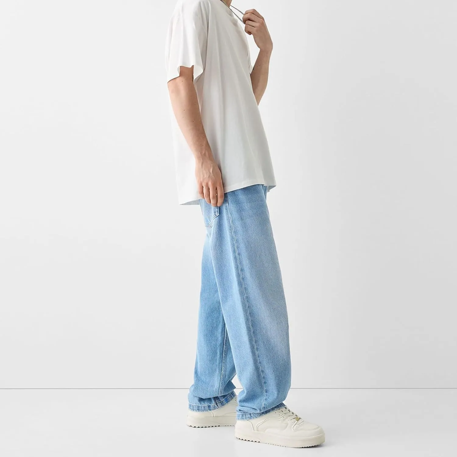 Men's Classic Regular Fit Jeans Vintage Straight Wide Leg Denim Pants with Pockets Baggy Jeans Trousers Streetwear