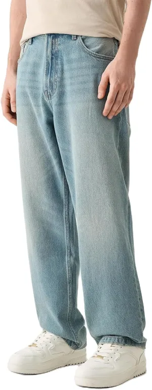 Men's Classic Regular Fit Jeans Vintage Straight Wide Leg Denim Pants with Pockets Baggy Jeans Trousers Streetwear