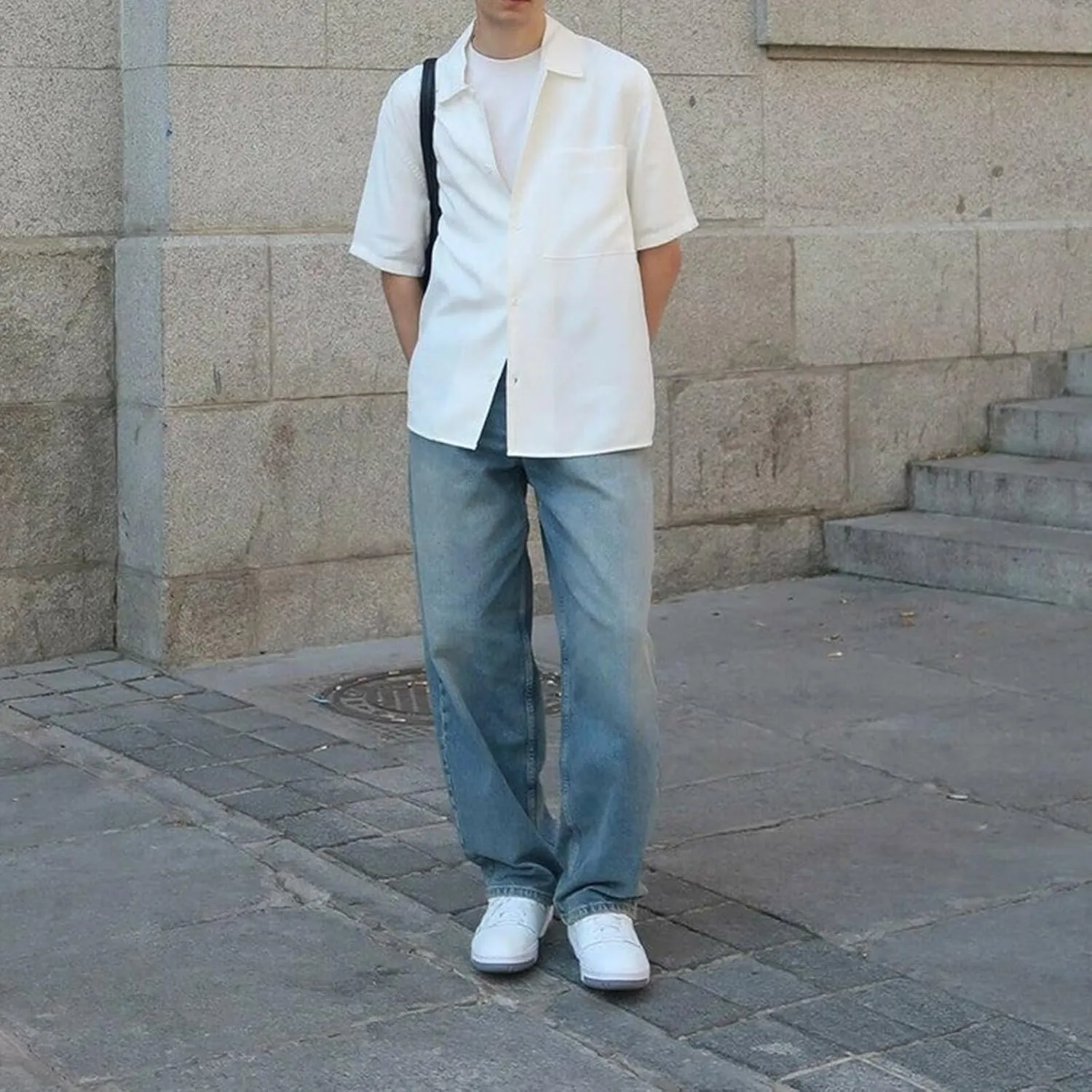 Men's Classic Regular Fit Jeans Vintage Straight Wide Leg Denim Pants with Pockets Baggy Jeans Trousers Streetwear
