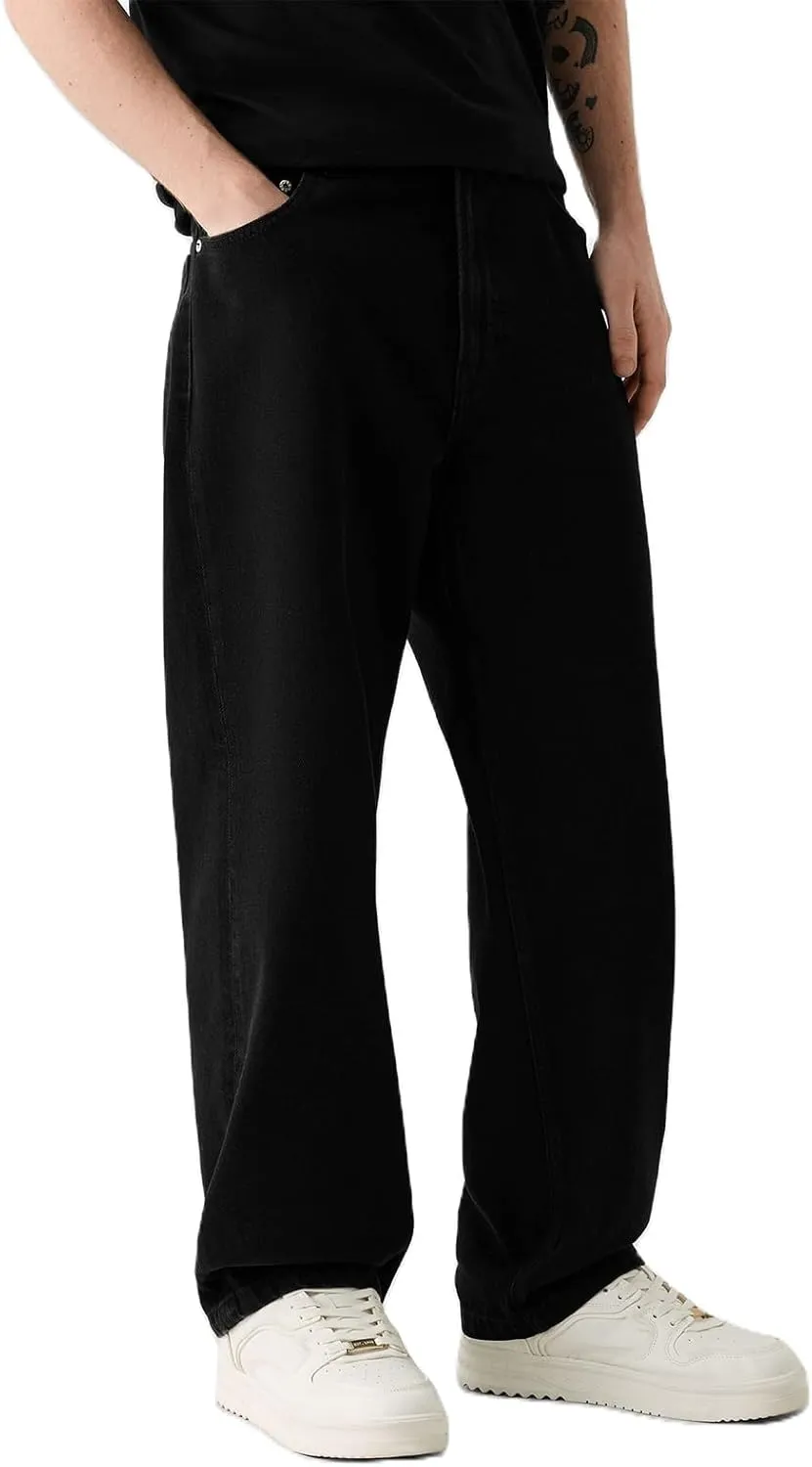 Men's Classic Regular Fit Jeans Vintage Straight Wide Leg Denim Pants with Pockets Baggy Jeans Trousers Streetwear