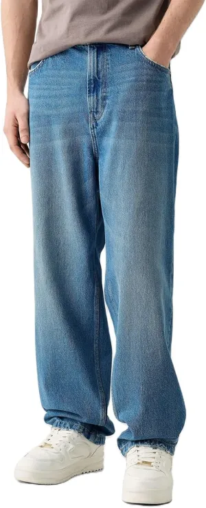 Men's Classic Regular Fit Jeans Vintage Straight Wide Leg Denim Pants with Pockets Baggy Jeans Trousers Streetwear