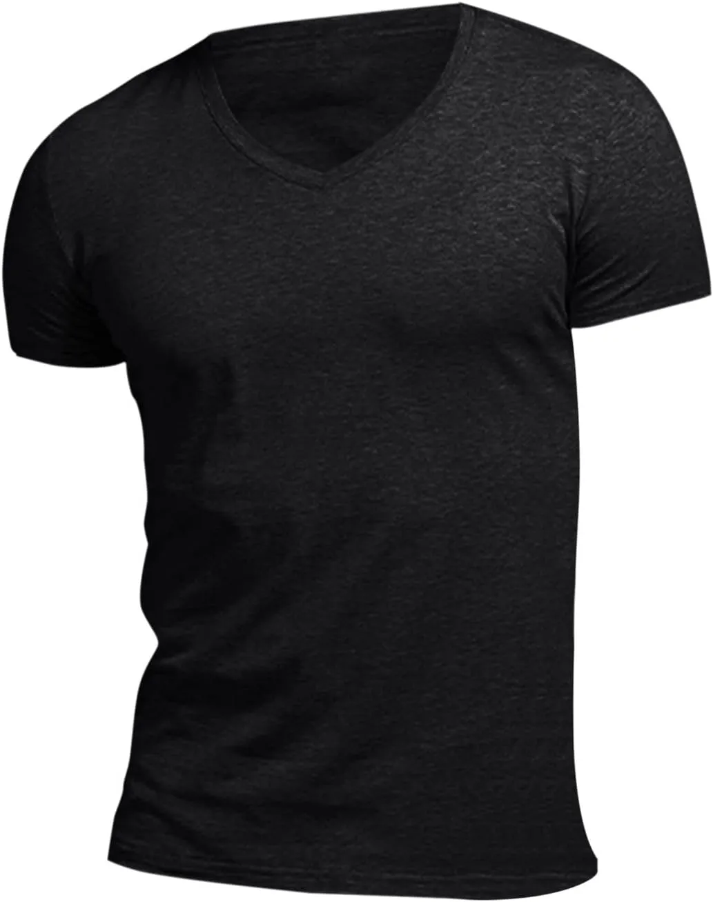 Mens Compression Shirts Stretch V-Neck Short Sleeve Muscle Cut Off Shirts Gym Workout Athletic Active Crewneck Tees