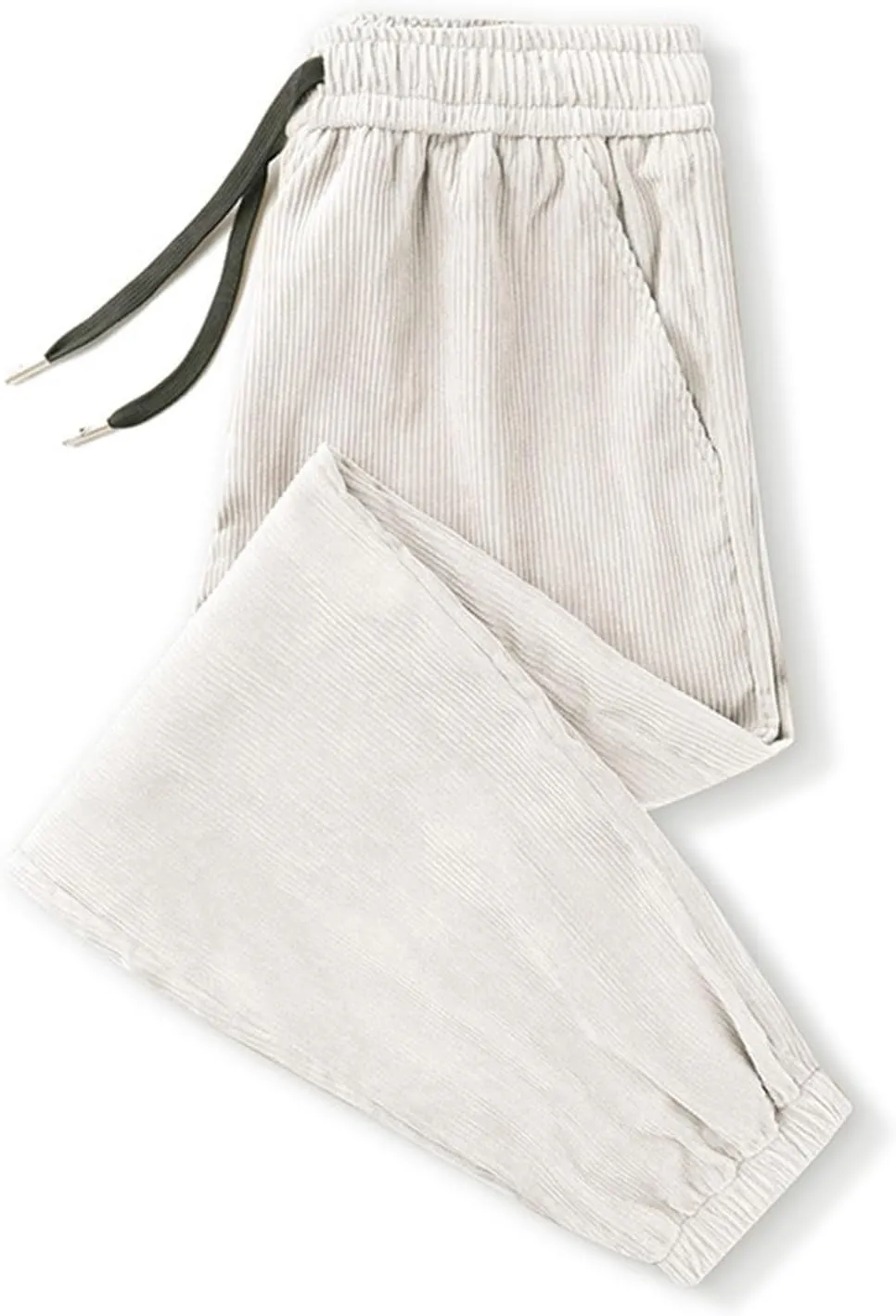 Mens Corduroy Pants Drawstring Elastic Waist Joggers Sweatpants Casual Relaxed Fit Athletic Harem Pants with Pockets