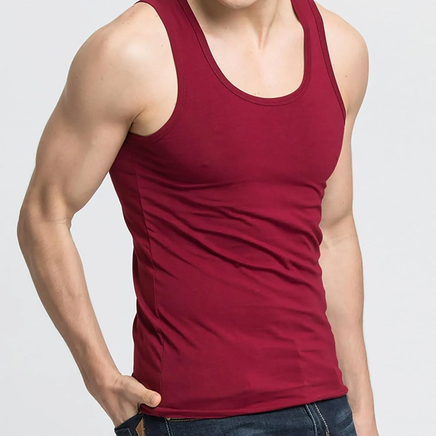 Mens Cotton Gym Tank Tops Athletic Sleeveless Bodybuilding Workout Muscle Shirts Dry Fit Moisture Wicking Sweatshirts