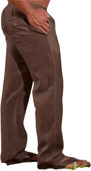 Men's Cotton Linen Pants Solid Color Baggy Trousers Drawstring Stretchy Pants Straight Leg Yoga Trousers for Vacation
