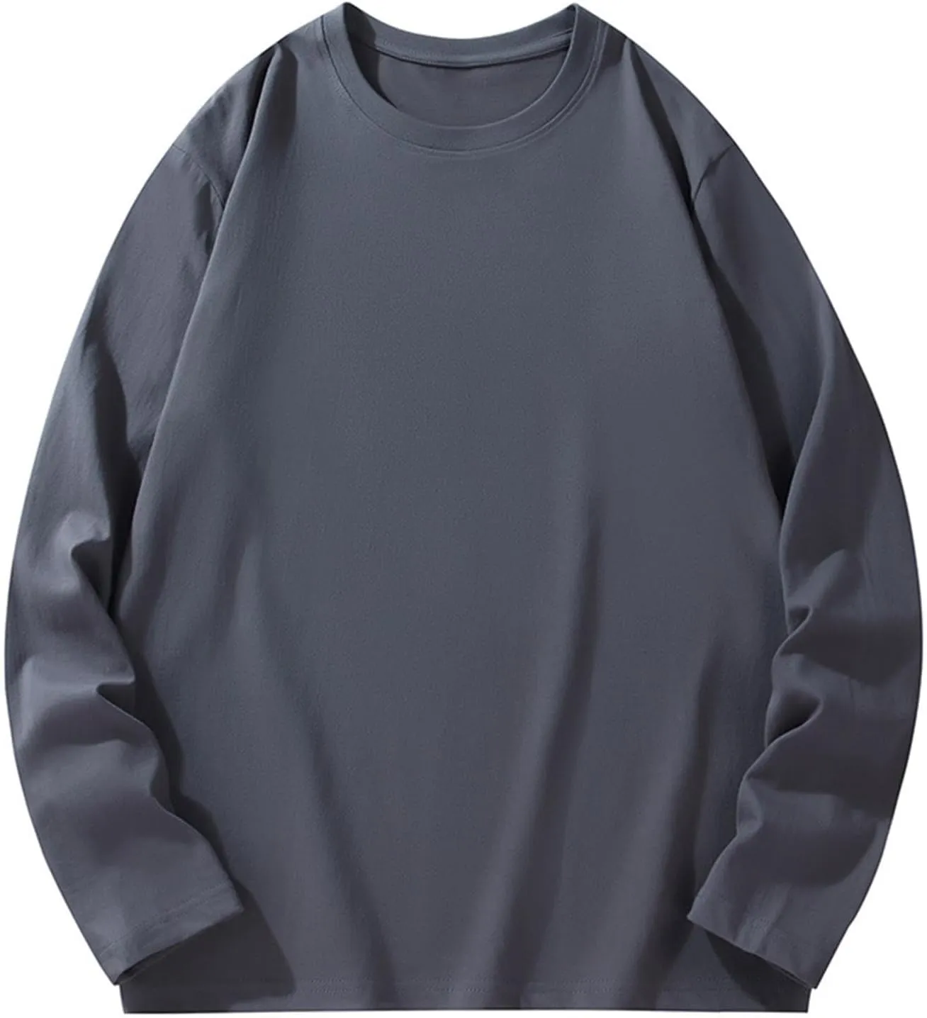 Men's Cotton Tshirts Casual Stylish Solid Long Sleeve Shirt Oversize Baggy Crewneck Breathable Pullover Tops 2024