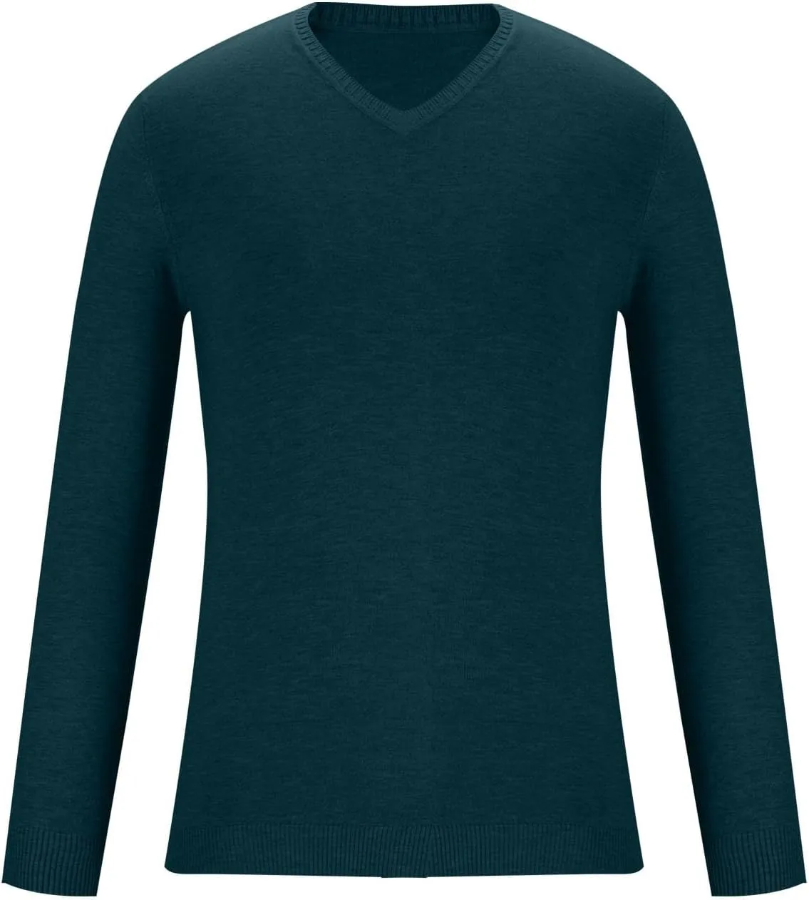 Mens Fashion V Neck Sweaters Lightweight Banded Bottom Long Sleeve Slim Fit Pullover Business Casual Dress Sweater
