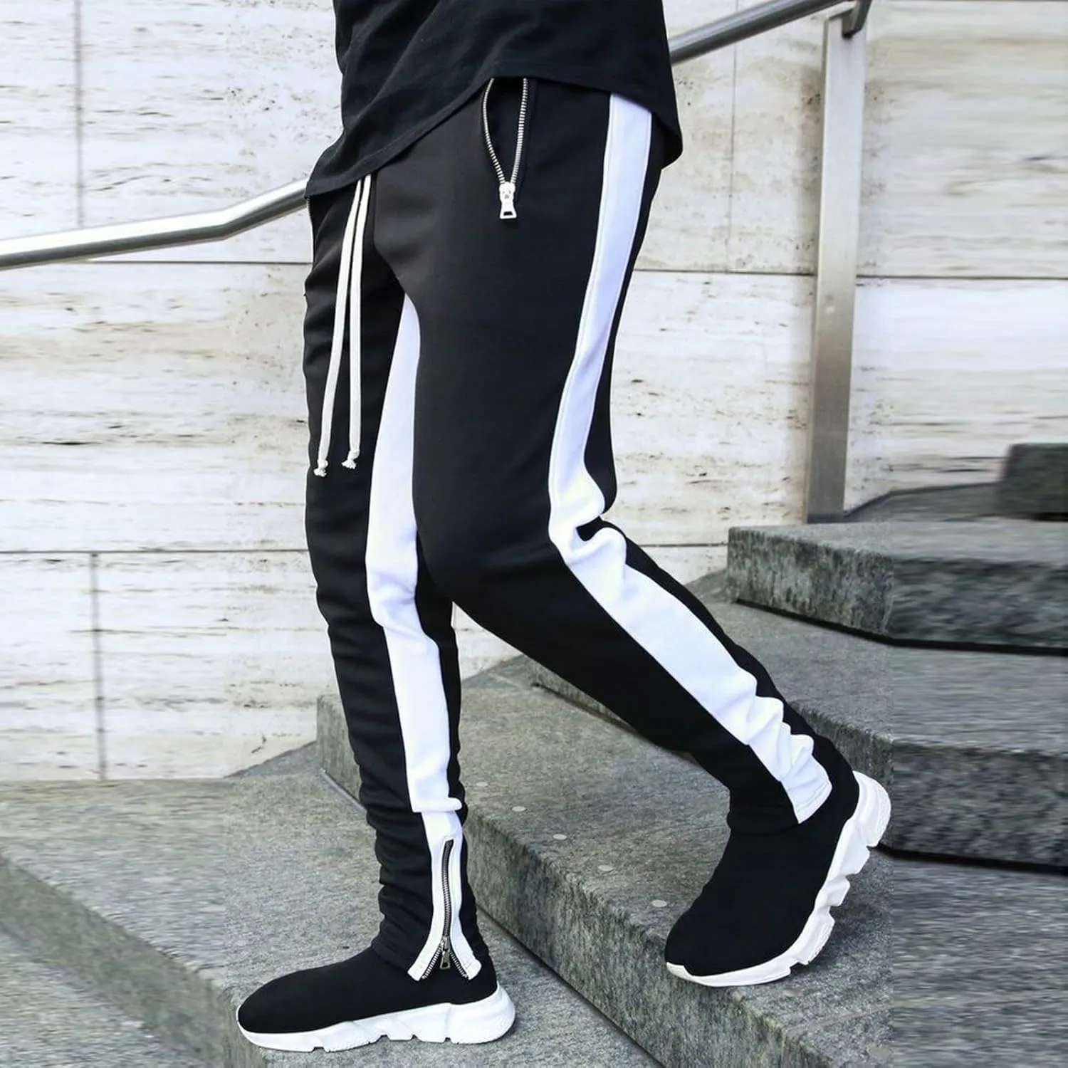 Mens Fleece Cargo Sweatpants Heavyweight Elastic Waist Tapered Pants with Pockets Baggy Drawstring Athletic Jogger
