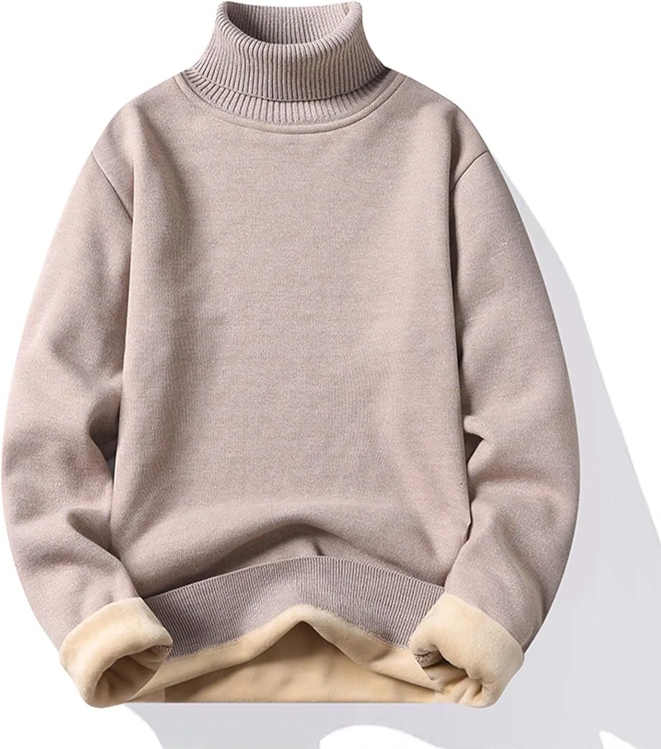 Men's Fleece Lined Thermal Turtleneck Sweater Oversized Long Sleeve Casual Pullover Jumper Tops Knitted Sweaters 2025