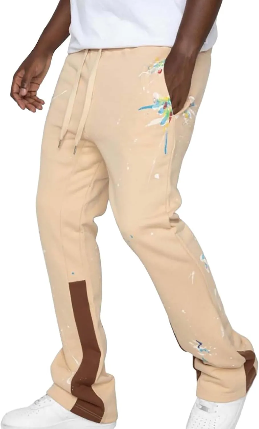 Men's Fleece Sweatpants Leg Fashion Pants Pants Stitching Casual Men's Multi-Pocket Men's Fleece Joggers with