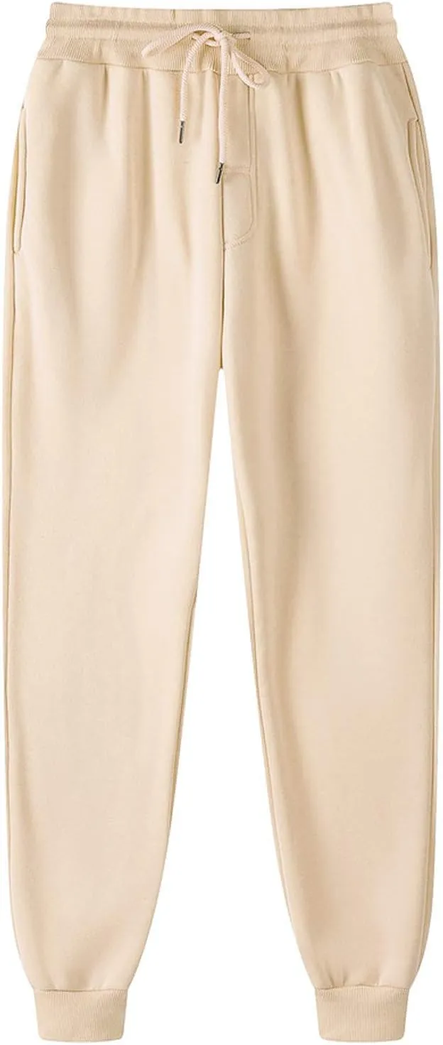 Men's Fleece Sweatpants Moisture Wicking Track Jogger Winter Plush Lounge Running Pants Fashion Hip Hop Streetwear