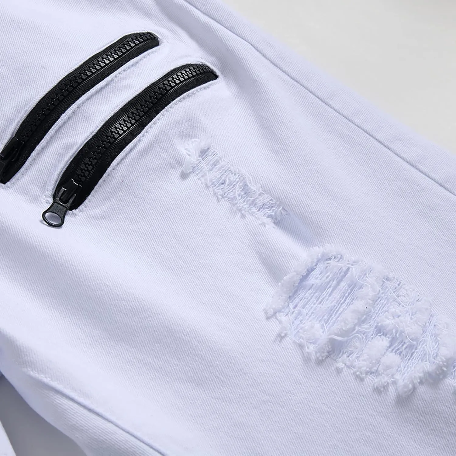 Mens Jeans Regular Fit Ripped Jeans for Men Zipper Slim Mens Denim Jeans Vintage Pants for Men Jeans