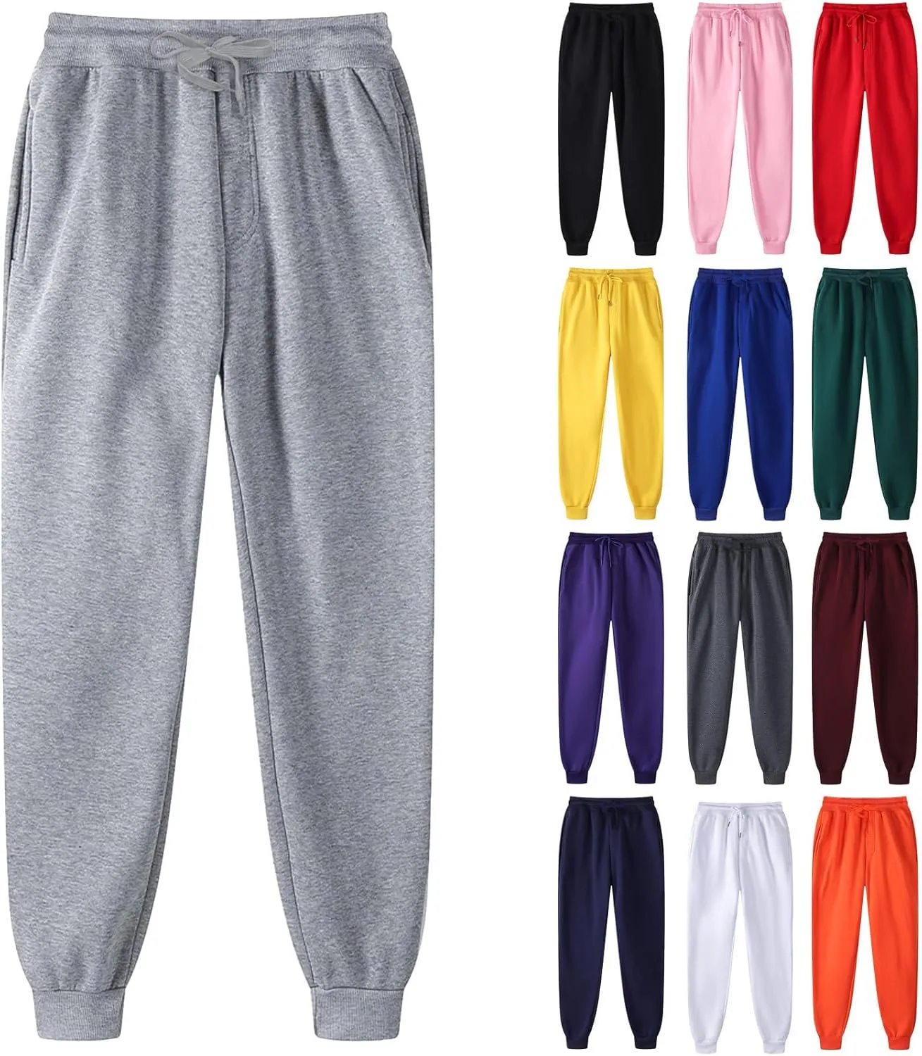 Men's Joggers Sweatpants Mens Heavyweight Cargo Sweatpants Stretch Elastic Waist Jogger Sport Pants Drawstring Sports