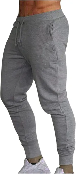 Mens Joggers Workout Pants for Gym Slim Fit Running and Bodybuilding Athletic Bottom Sweatpants for Men with Deep Pockets