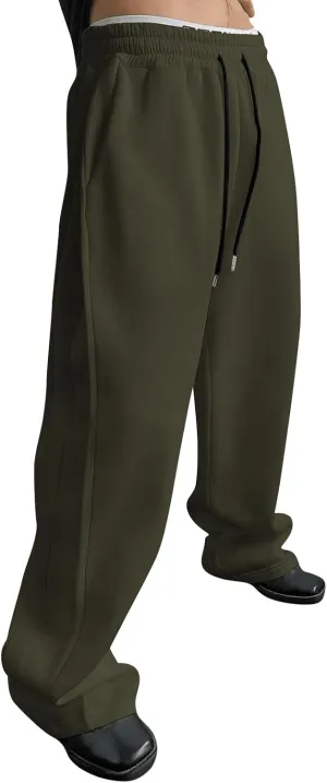 Mens Jogging Casual Baggy Cargo Sweatpants Drawstring Open Bottom Sweat Pants Straight Leg Athletic Sport Jogger