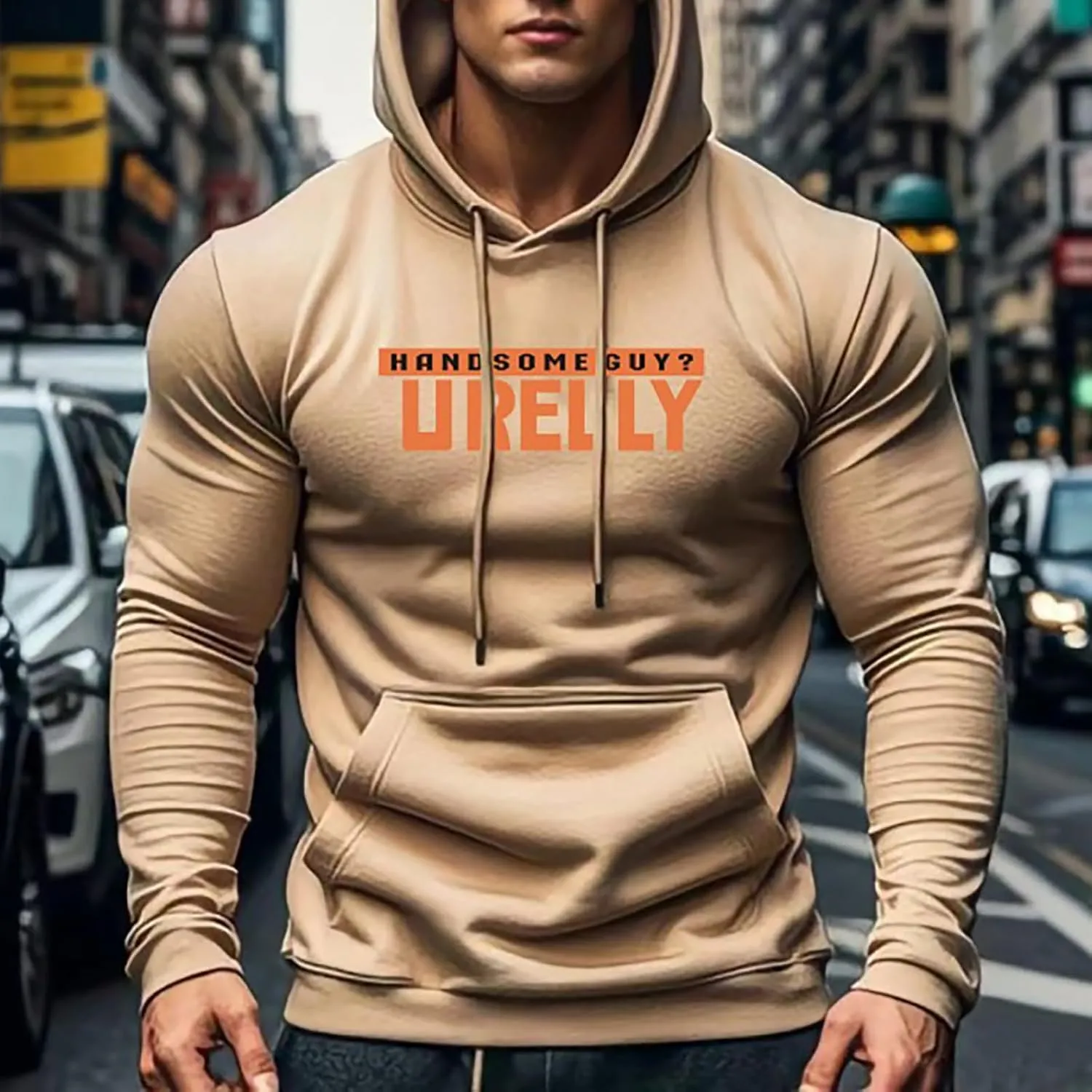 Men's Letter Print Long Sleeve Sweatshirt Athletic Performance Lightweight Hoodie for Men Casual Pullover Tops