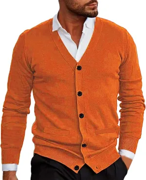 Men's Lightweight Open Front Jacket Coats Wool Blend V Neck Button Down Cardigan 2024 Fall Trendy Outfits Sweaters
