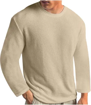 Mens Long Sleeve Shirts Casual Solid Crewneck Sweatshirt Causal Stylish Solid Gym Workout Tee Tops Pullover Shirt