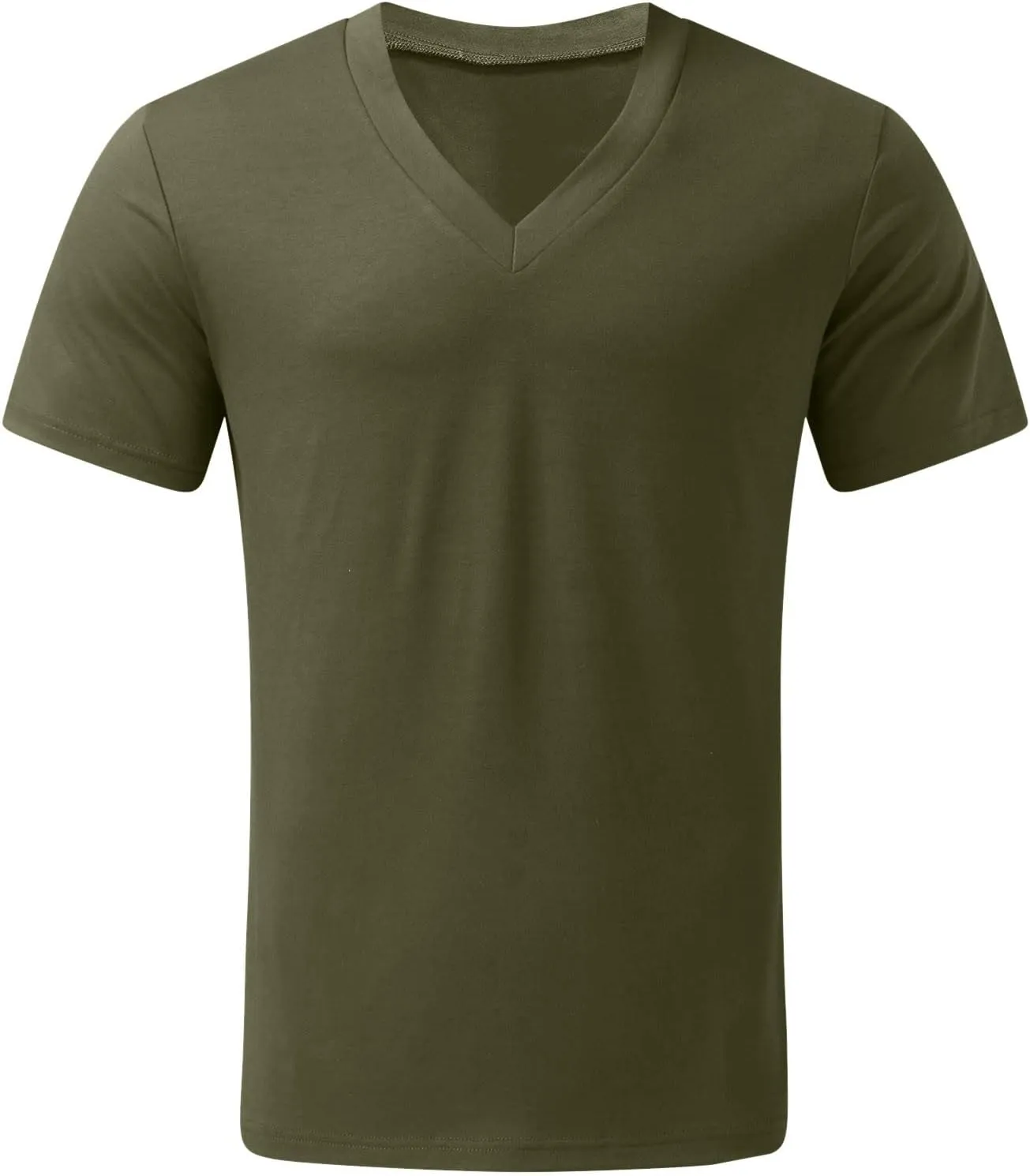 Men's Muscle T-Shirts Stretch Slim V Neck Short Sleeve Bodybuilding Gym Tee Tops Lightweight Quick Dry Workout Shirts