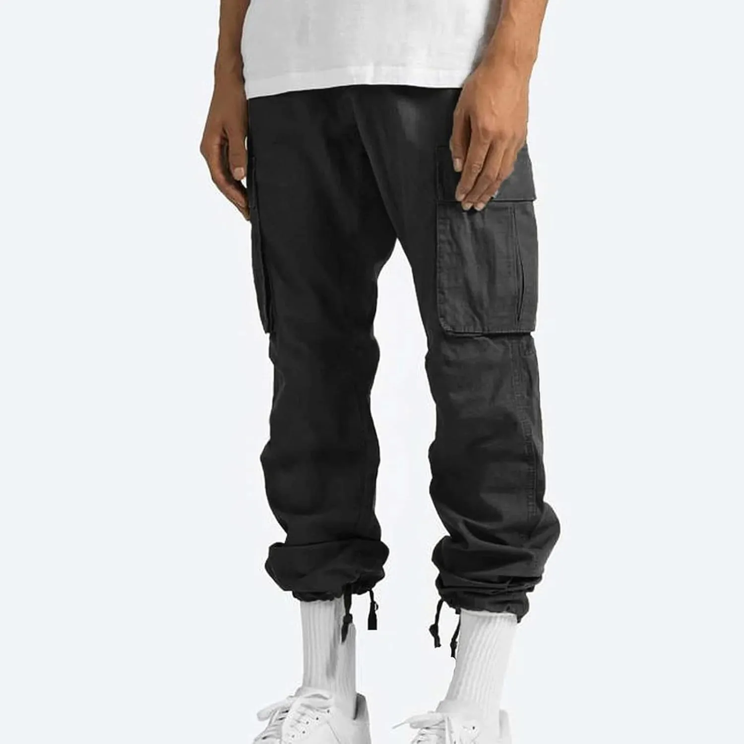 Mens Outdoor Cargo Pants Lightweight Relaxed Fit Tactical Pants Solid Camo Multi Pockets Classic Trousers
