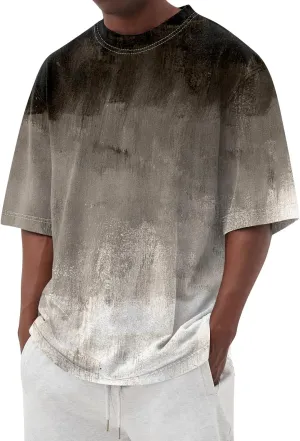 Mens Oversized Tie Dye T-Shirt Summer Casual Stylish Gradient Tee Shirts Short Sleeve Crew Neck Loose Fit Tops