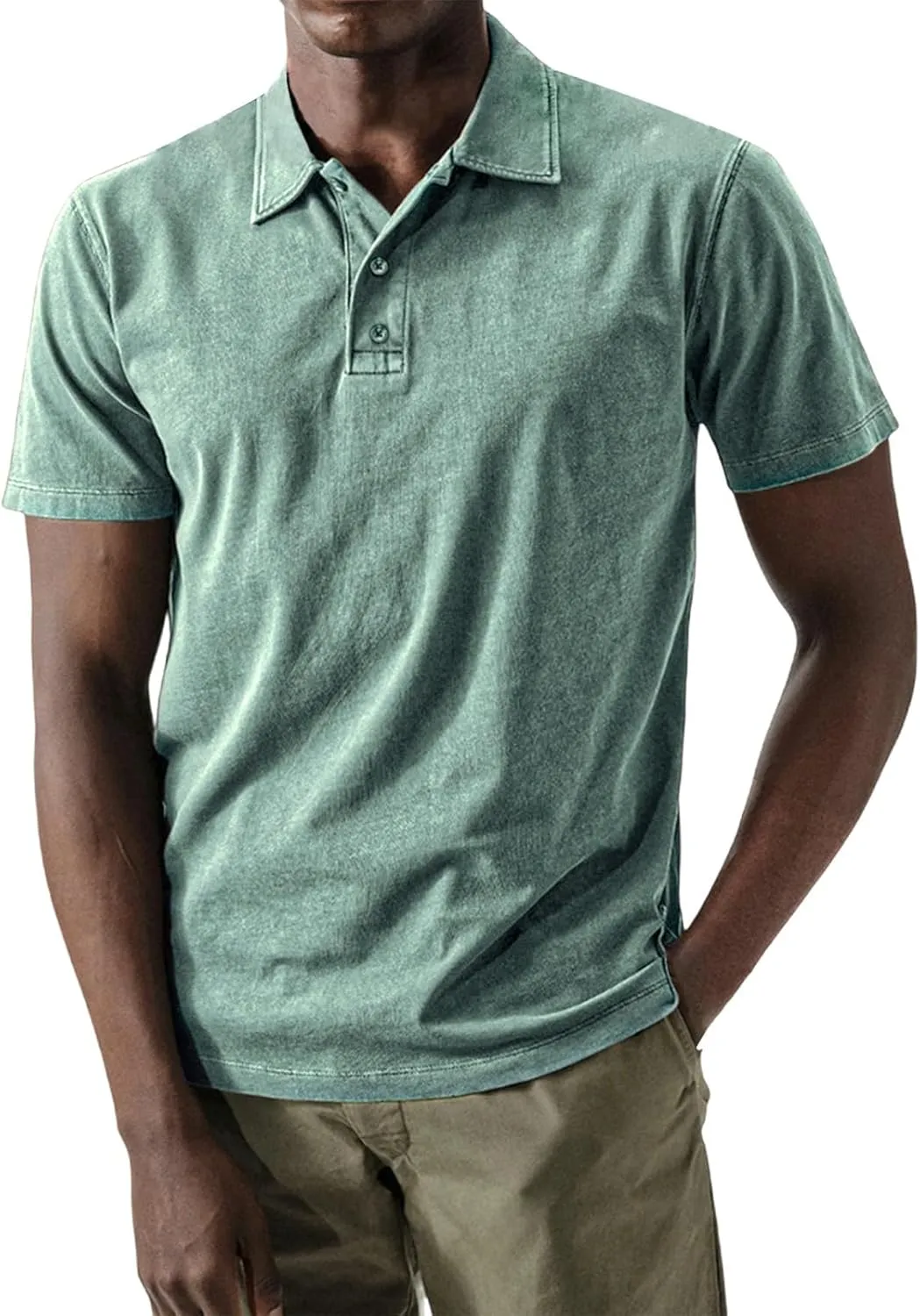 Mens Pique Polo Shirts Vintage Summer Washed Cotton T-Shirt Quick Dry Short Sleeve Tactical Shirt Jersey Baseball Tees
