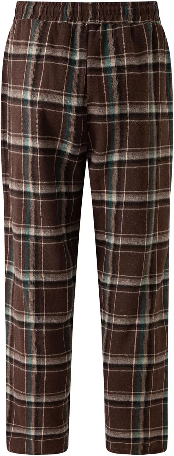 Mens Plaid Sweatpants Elastic Waist Casual Lounge Bottom Soft Comfy Long Pants Sportswear with Pocket and Drawstring