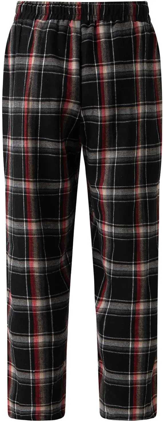 Mens Plaid Sweatpants Elastic Waist Casual Lounge Bottom Soft Comfy Long Pants Sportswear with Pocket and Drawstring