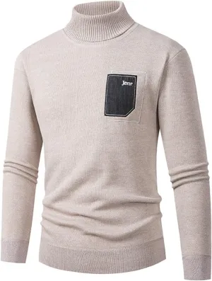 Men's Pullover Sweaters Turtle Neck Long Sleeve Cable Knitted Tops Fall Winter Casual Slim Fit Thermal Sweatshirts