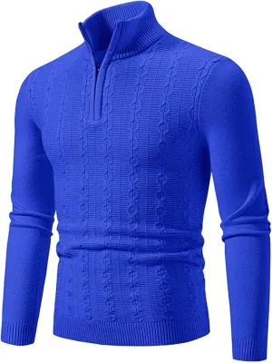 Men's Pullover Sweaters Turtle Neck Long Sleeve Cable Knitted Tops Fall Winter Casual Slim Fit Thermal Sweatshirts