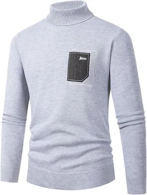 Men's Pullover Sweaters Turtle Neck Long Sleeve Cable Knitted Tops Fall Winter Casual Slim Fit Thermal Sweatshirts