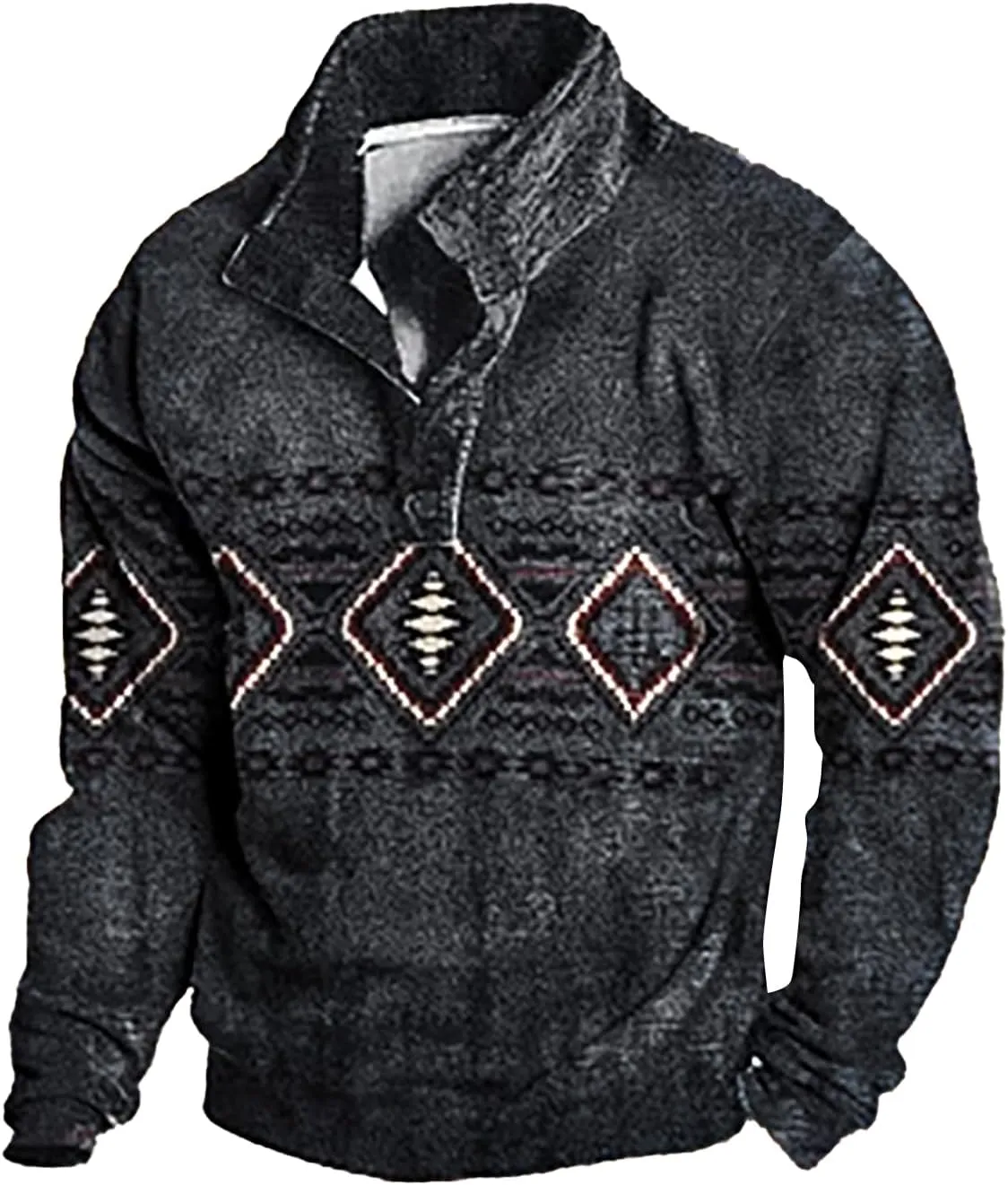 Men's Quarter Button Pullover Sweatshirt 3D Print Corduroy Pullover Long Sleeve Elbow Patch Sweater Sweatshirt