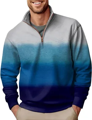 Men's Quarter Zip Casual Comfort Golf Running Sweater Lightweight Soft Pullover Collar Sweatshirt