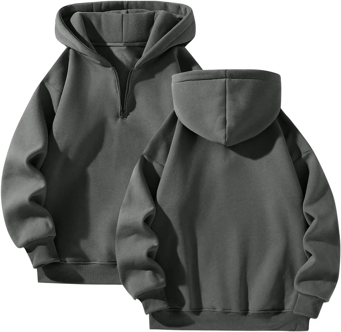Mens Quarter Zip Pullover Comfy Loose Fit Long Sleeve Oversized Hoodie Trendy Casual Fleece Hooded Sweatshirt