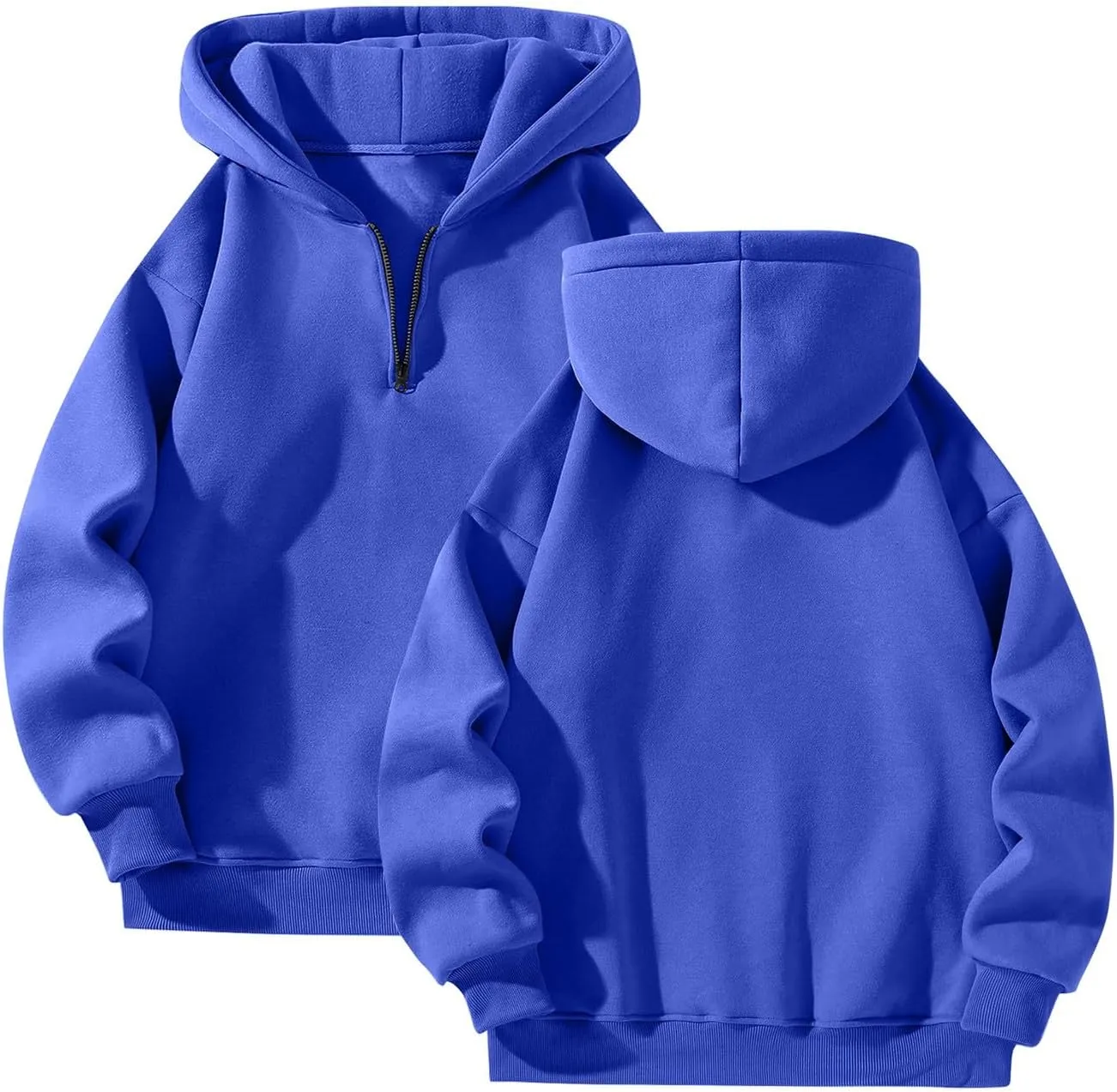 Mens Quarter Zip Pullover Comfy Loose Fit Long Sleeve Oversized Hoodie Trendy Casual Fleece Hooded Sweatshirt