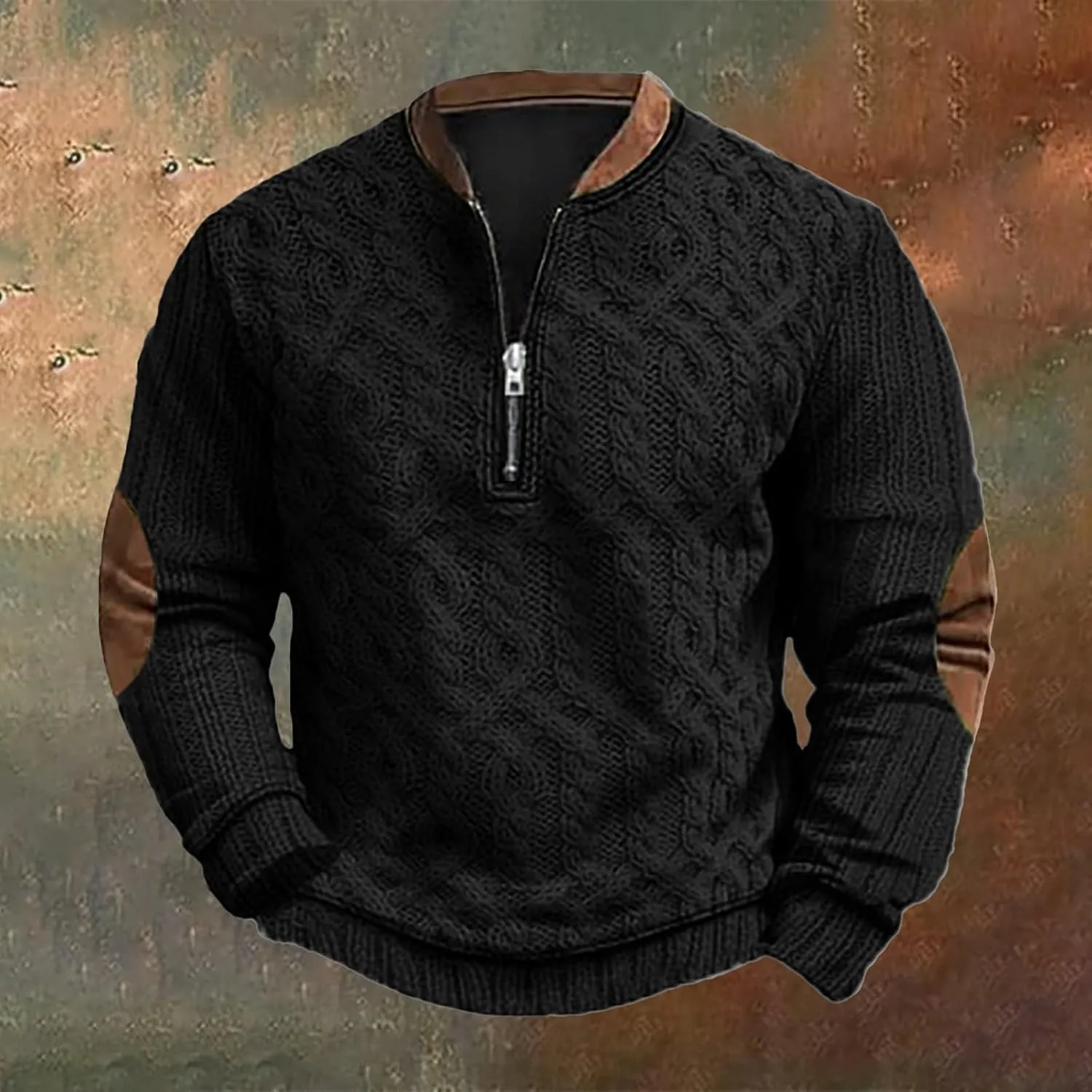 Men's Quarter Zip Pullover Vintage 3D Print Sweatshirt Pullover Long Sleeve Stand Collar Sweater Western Sweatshirts