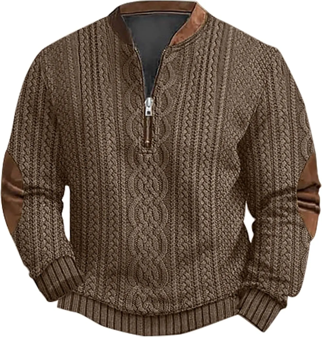 Men's Quarter Zip Pullover Vintage 3D Print Sweatshirt Pullover Long Sleeve Stand Collar Sweater Western Sweatshirts