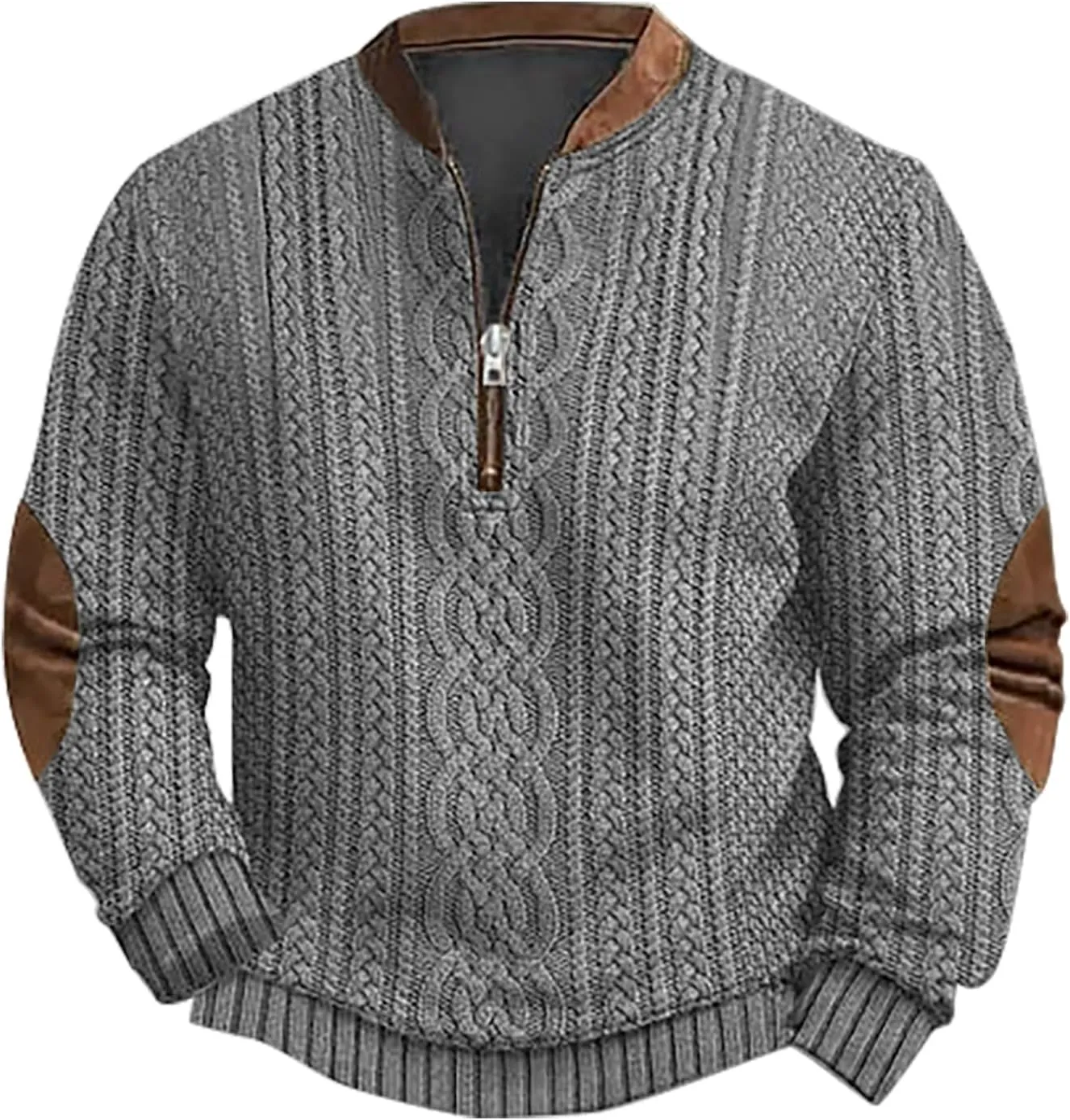 Men's Quarter Zip Pullover Vintage 3D Print Sweatshirt Pullover Long Sleeve Stand Collar Sweater Western Sweatshirts