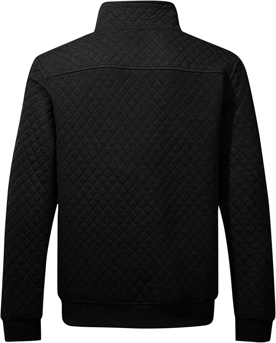 Men's Quilted Sweatshirt Fall Casual Long Sleeve Outdoor Stand Collar Button Pullover Sweatshirts with Pockets