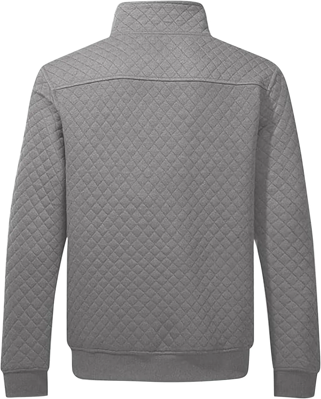 Men's Quilted Sweatshirt Fall Casual Long Sleeve Outdoor Stand Collar Button Pullover Sweatshirts with Pockets